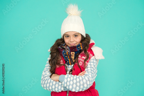 Youth street fashion. Winter fun. Feeling good any weather. Child care. Stay warm and stylish. Cold winter days. Vacation time. Stay active during season. Kid wear knitted warm clothes. Winter vibes