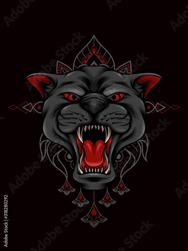 Angry Panther mandala ornament © Jagat Kreasi