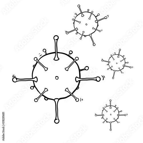 hand drawn corona virus illustration doodle style vector isolated