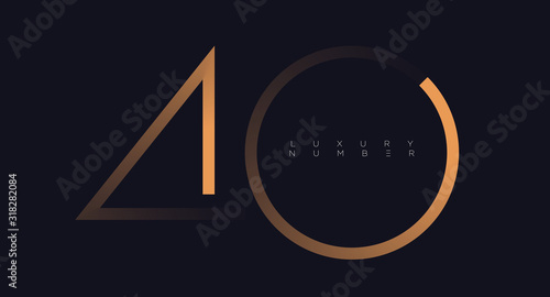 Golden line four - zero numbers vector font alphabet, modern minimal luxury flat design for your unique design elements ; logo, corporate identity, application, creative poster & more EPS