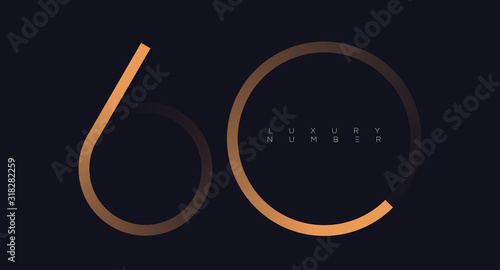 Golden line six - zero numbers vector font alphabet, modern minimal luxury flat design for your unique design elements ; logo, corporate identity, application, creative poster & more EPS