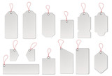 Realistic textured sell tags with ropes. Vector.