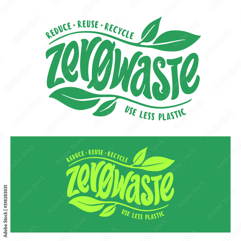 Zero waste handwritten typography. Vector illustration. Zero waste handwritten typography. Vector illustration.