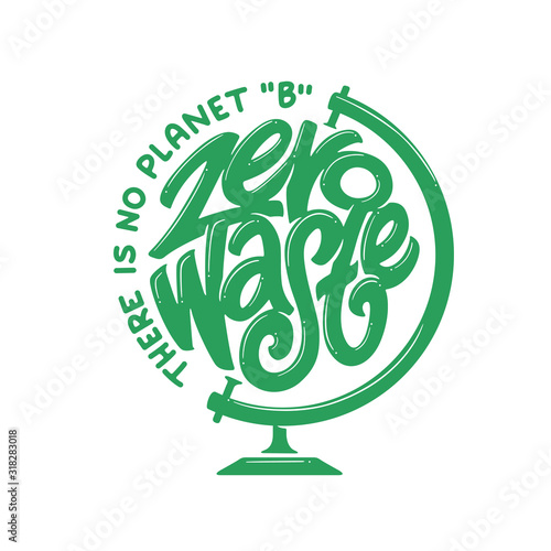 Zero waste handwritten typography. Vector illustration.
