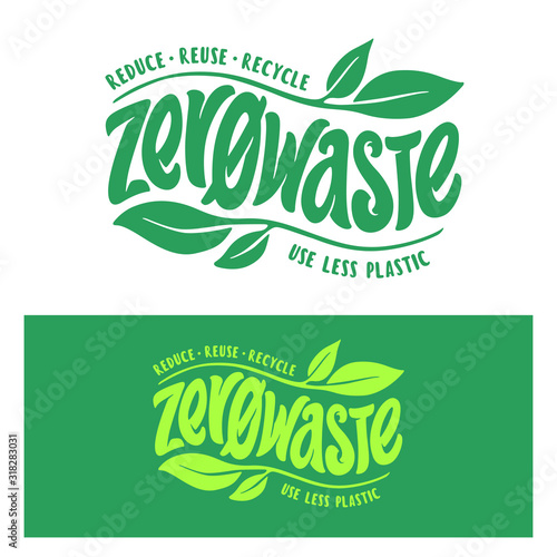 Zero waste handwritten typography. Vector illustration.