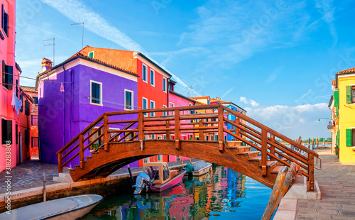 Colorful houses in Burano island near Venice, Italy.