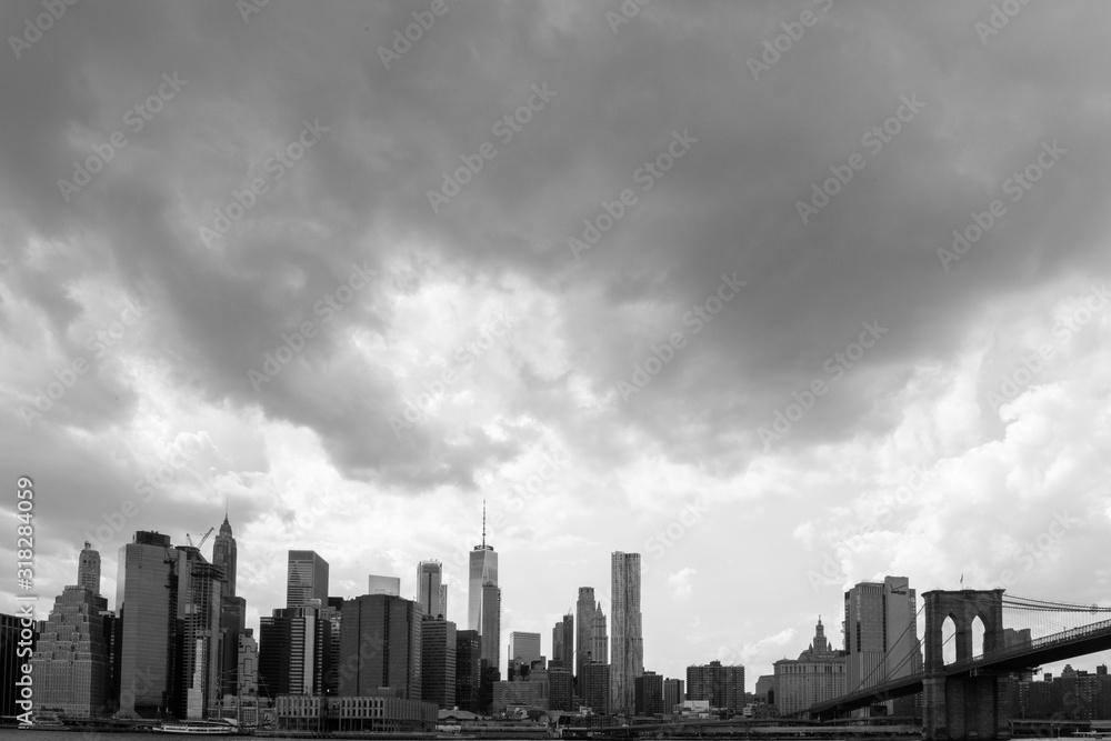New York, Sky on Brooklyn bridge , horizontal