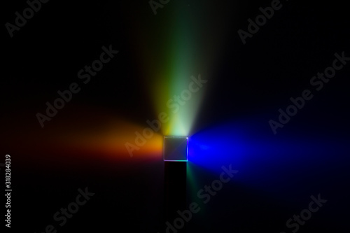 Refraction of light through glass: a colorful rainbow of the decomposition of light into a spectrum