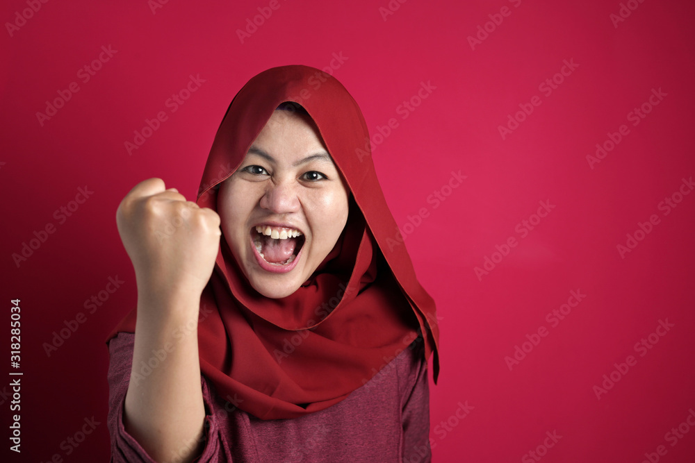 Muslim Lady Celebrating Victory Muslim Lady Celebrating Victory