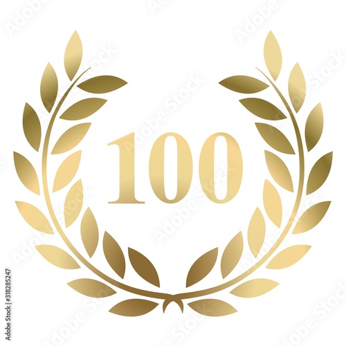100th birthday gold laurel wreath vector isolated on a white background 
