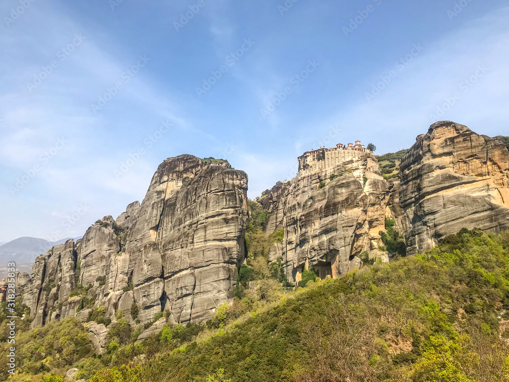 Amazing view of Meteora in Greece, miracles of Nature, good background