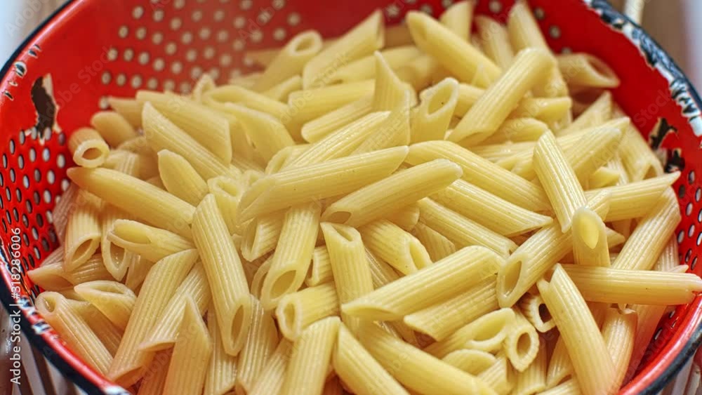 Pennine pasta steaming in a collander after being boiled Pennine pasta steaming in a collander after being boiled