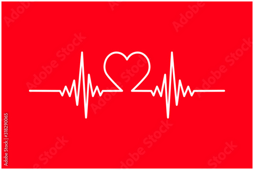 Seamless pattern with hearts. Romantic background, wallpaper. Valentine's Day. Love. Pulse. Cardiogram. Heartbeat. Vector illustration.