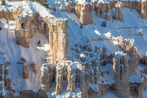 Scenic Snow Covered Landscape in Bryce Canyon National Park in Winter