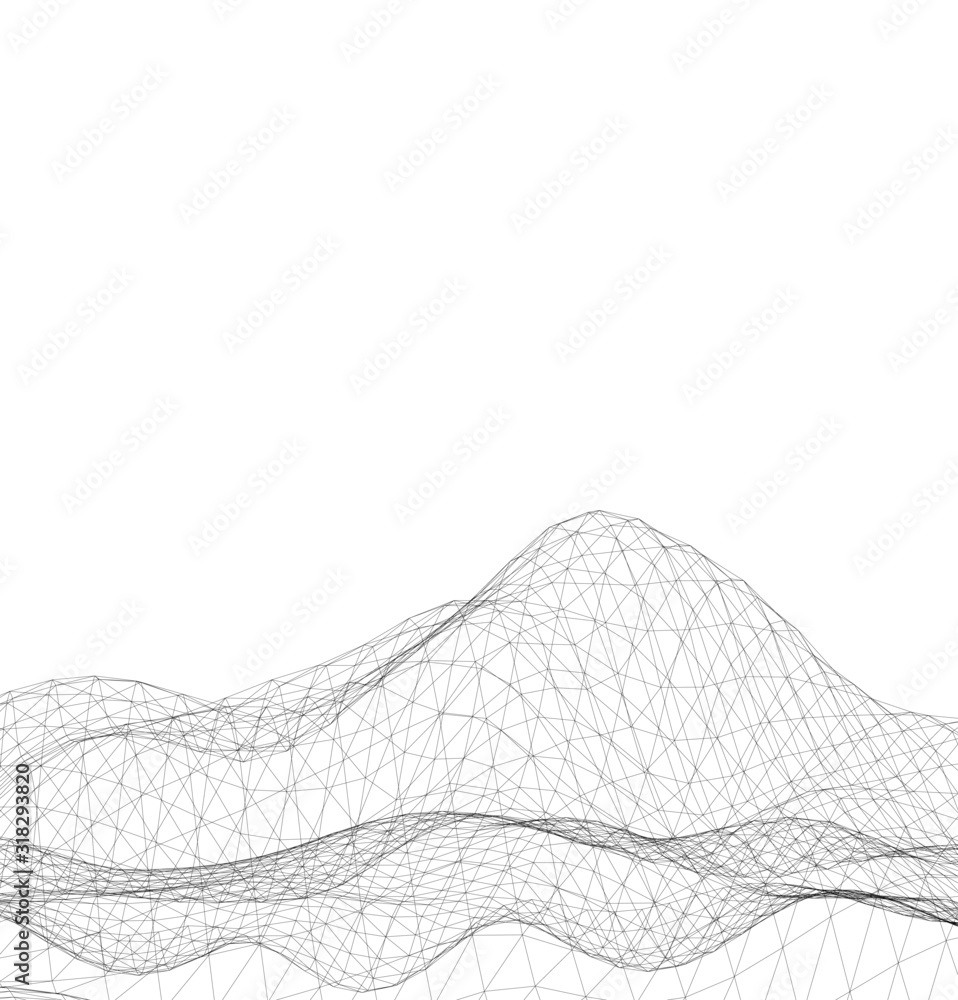 Fototapeta Low-poly geometric 3D mountain landscape. Vector illustration