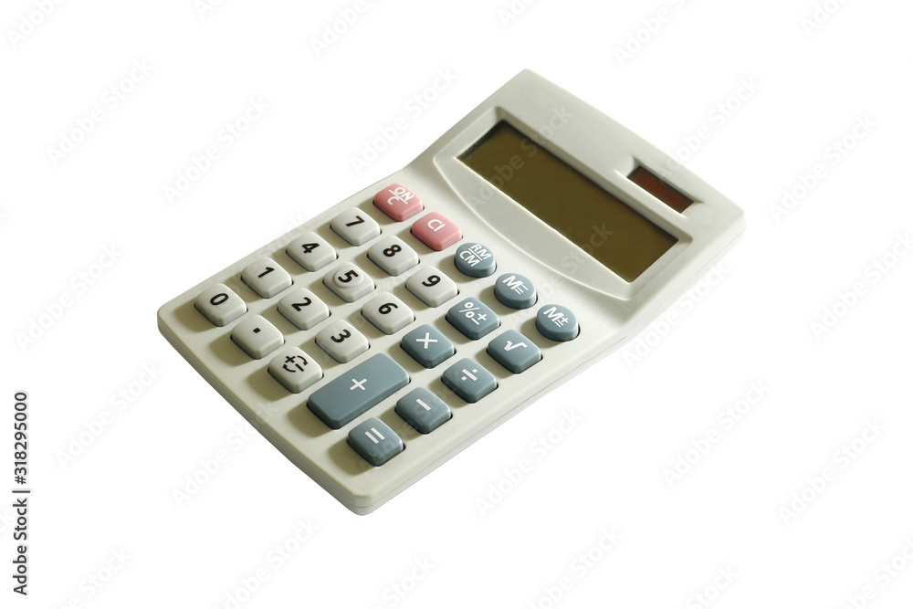 White calculator isolated on white background White calculator isolated on white background