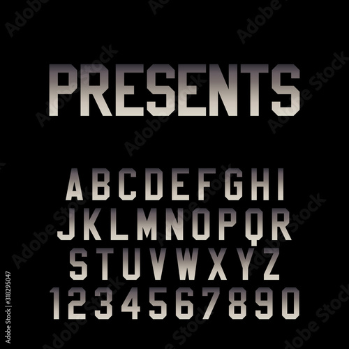 Modern Movie Title Font. Vector techno teaser and trailer alphabet with dramatic gradient.