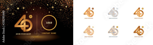 Set of 40th Anniversary logotype design, Forty years anniversary celebration