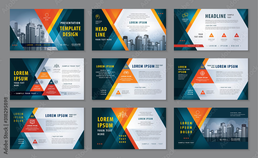 Abstract Presentation Templates, Abstract Geometric Red Triangle ...