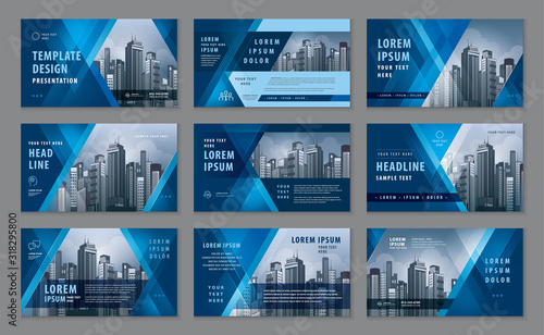 Abstract Presentation Templates, Abstract Geometric Blue Triangle Background vector