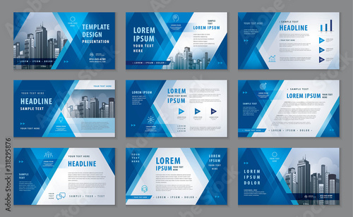 Abstract Presentation Templates, Abstract Geometric Blue Triangle Background vector
