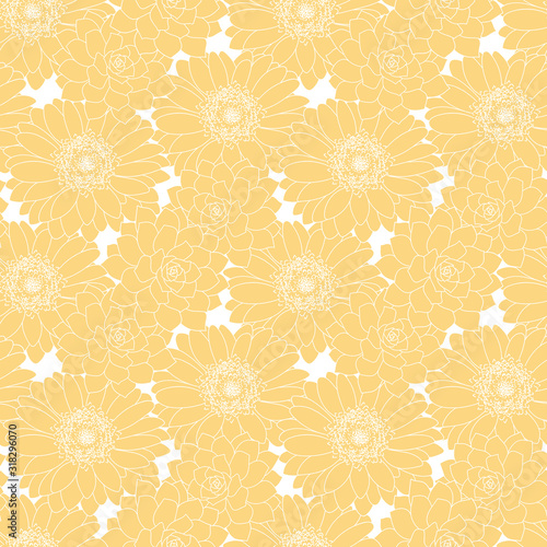 Vector yellow flowers garden seamless pattern background
