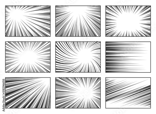 Comics speed line black and white vector illustrations set © Aleksandr