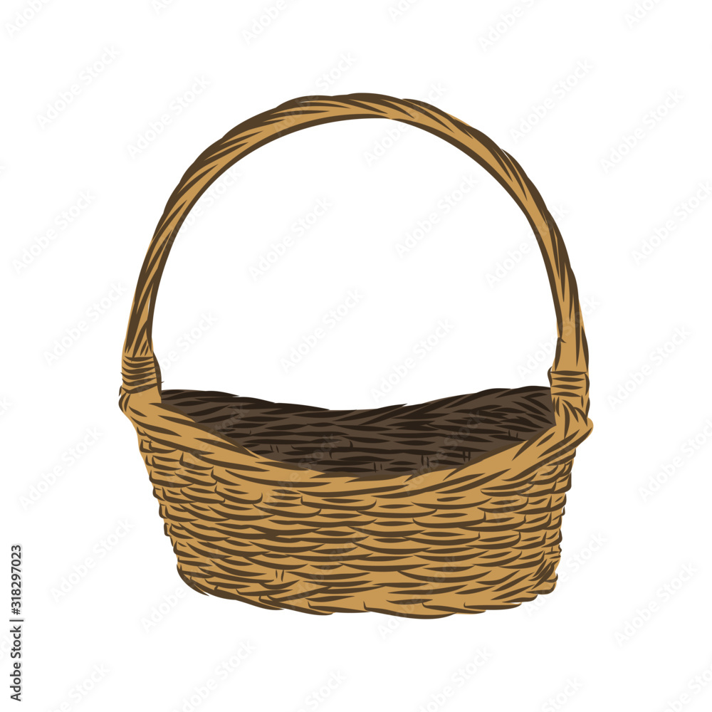 empty wicker basket isolated on white background empty wicker basket isolated on white background