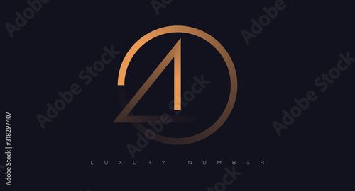 Four number golden icon. Flat design