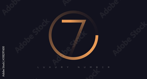 Seven number golden icon. Flat design