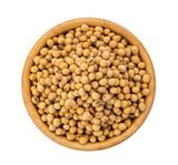 soy beans in bowl on white background