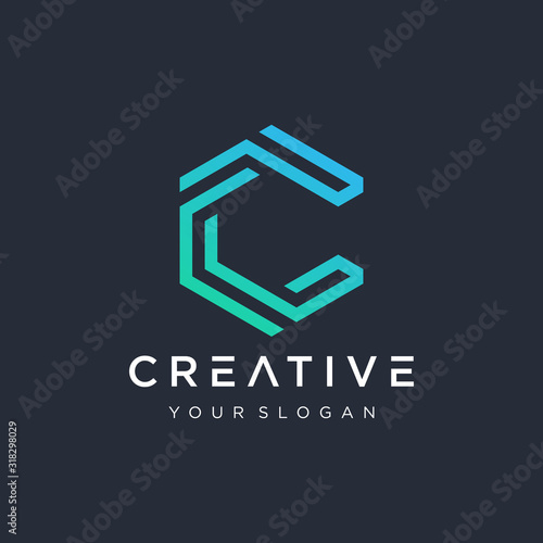 Initial C CC logo design modern monogram and elegant. logo the letter C in the form of abstract line art. overlapping lines symbol - VECTOR