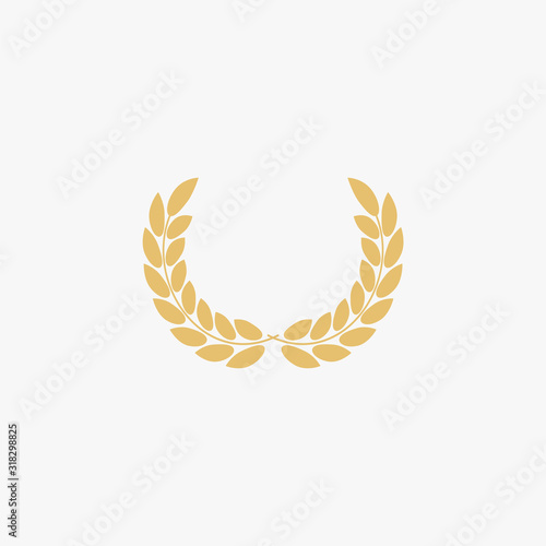 Set of gold silhouette film award wreaths. Icon laurel wreat