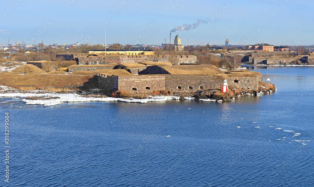 Suomenlinna (Sveaborg), beautiful sea fortress and which now forms part of city of Helsinki. View from sea