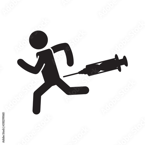 Trypanophobia icon. Fear of needles or blood. Vector.