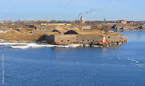Suomenlinna (Sveaborg), beautiful sea fortress and which now forms part of city of Helsinki. View from sea