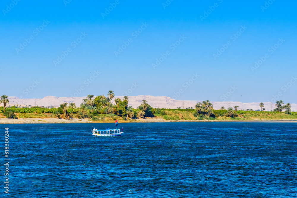 Tourist boat on the Nile river in Luxor, Egypt
