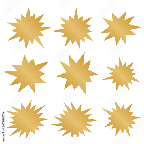 Starburst isolated icons set. Starburst explosion comic shapes. Speech boom bubble