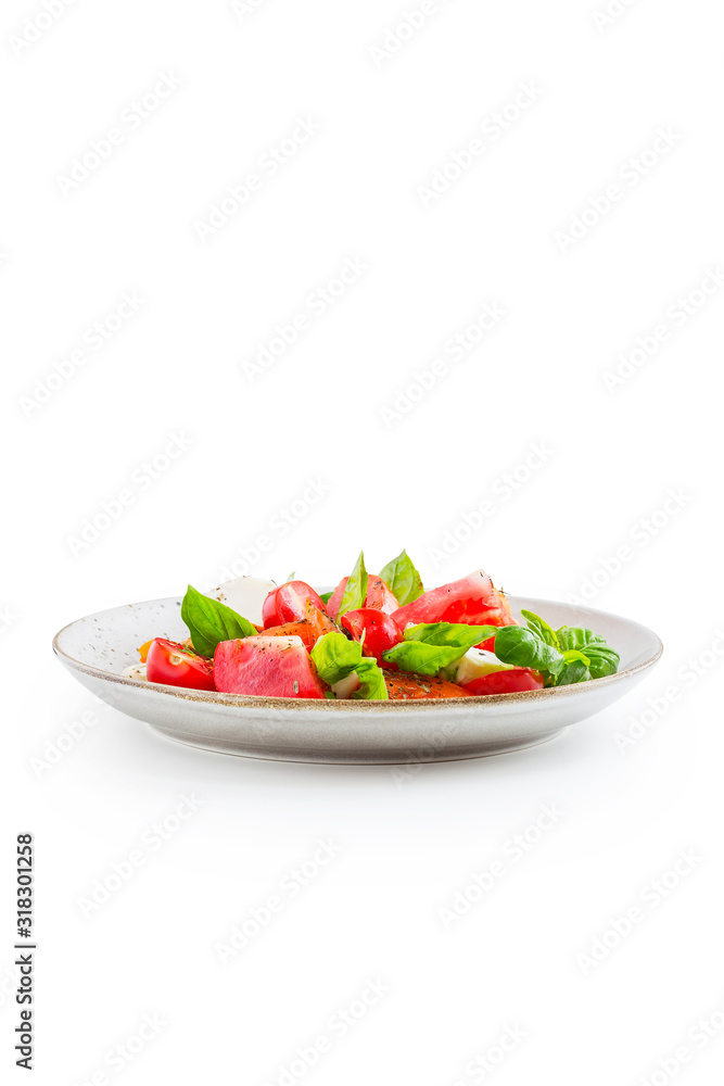 preparation of the famous Italian Caprese salad preparation of the famous Italian Caprese salad