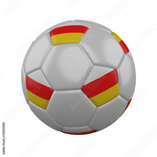 Flag of South Ossetia on soccer ball on white background, 3D render photo