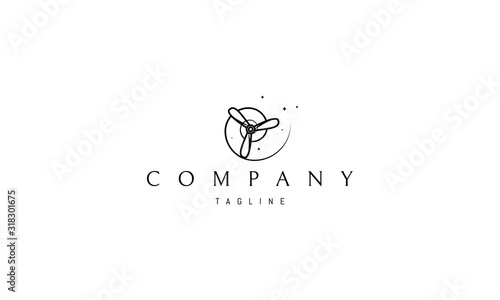 Vector logo on which an abstract image of an airplane propeller with a spiral.
