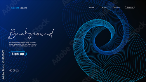 Background abstract aquariums blue with light spiral line