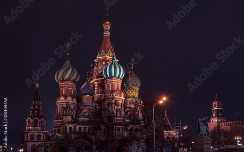 St Basils cathedral at night in Moscow