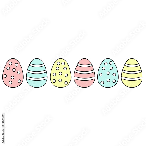 multicolored Easter eggs. Vector. pink, blue, yellow