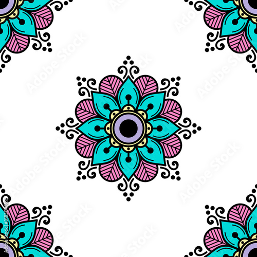Mandala seamless pattern. Islam, Arabic, Pakistan, Moroccan, Turkish, Indian, Spain motifs