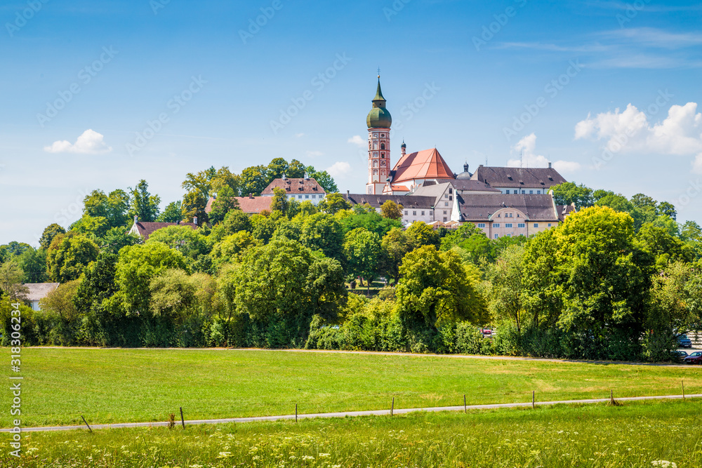 Famous Andechs Abbey in summer, district of Starnberg, Upper Bavaria, Germany