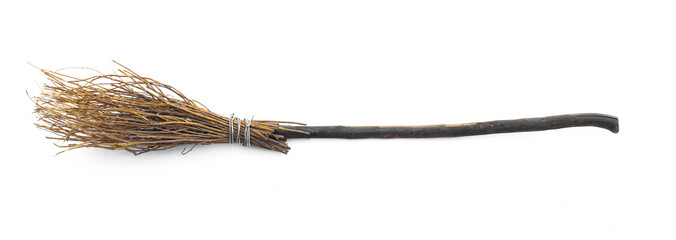 old witch's broom isolated on white background