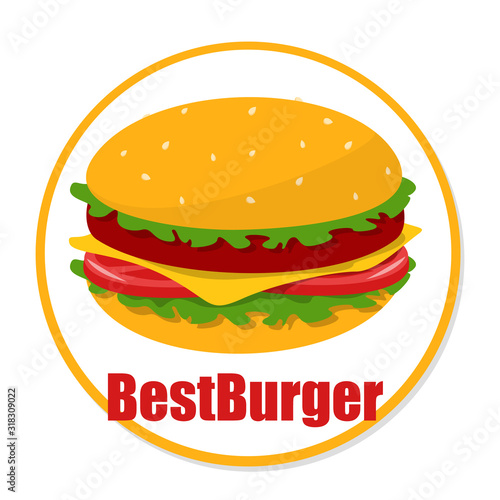 Tasty burger vector isolated. Meat  salad  tomato and cheese
