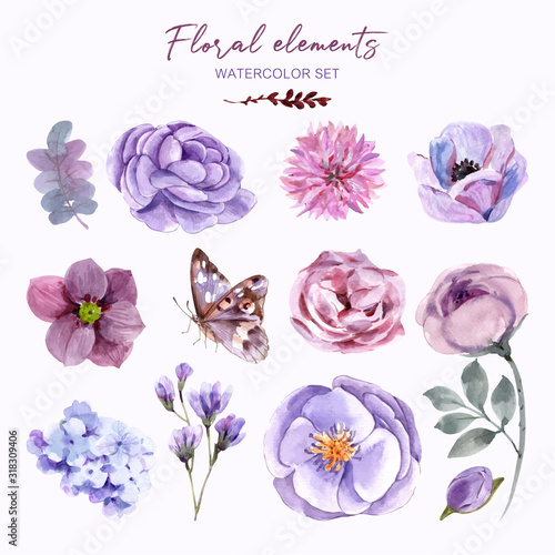 floral with watercolor painting design, illustration, background