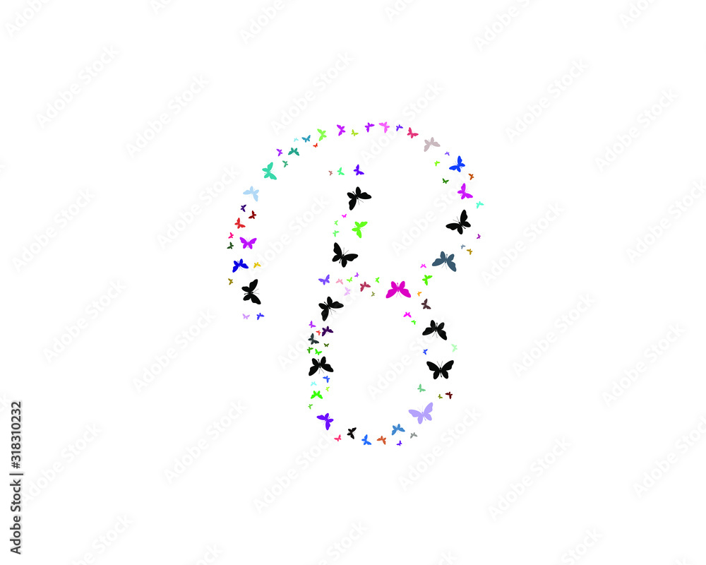 Initial Letter B Butterfly pattern awesome beauty logo